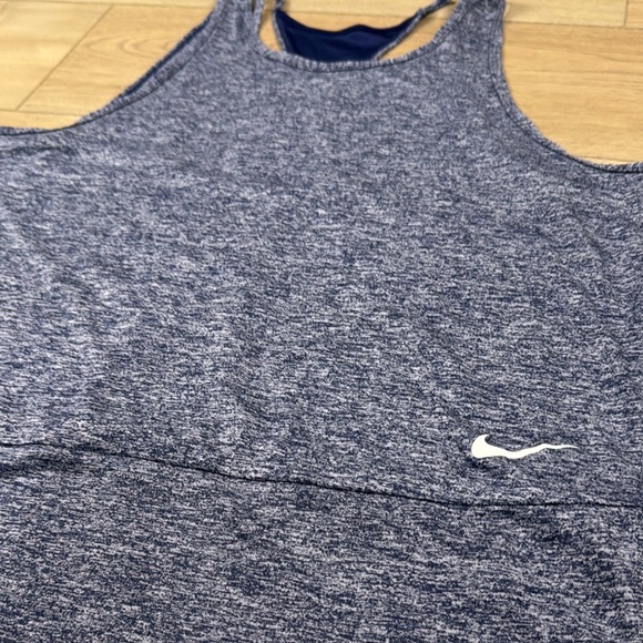 Nike Women’s Studio Cutout Heathered Blue Dri-Fit Tank Top - Picture 3 of 11